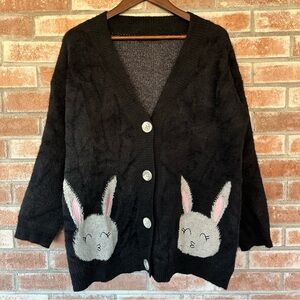 Aelfric Eden Bunny Rabbit Cardigan Sweater Unisex Medium Oversize Easter Novelty